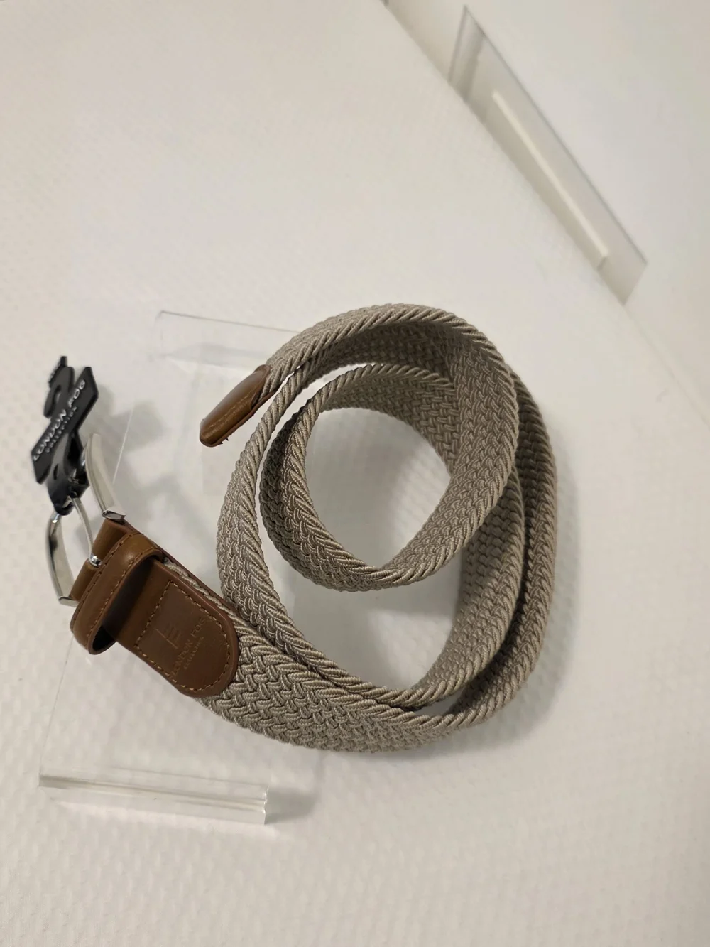 NWT London Fog Collection Men’s Beige Braided Stretch Belt Trim Ret. $28 Sz40/42